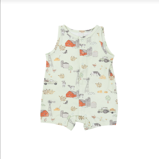 Angel Dear Baby Boy Hay Farmer Shortie Romper 