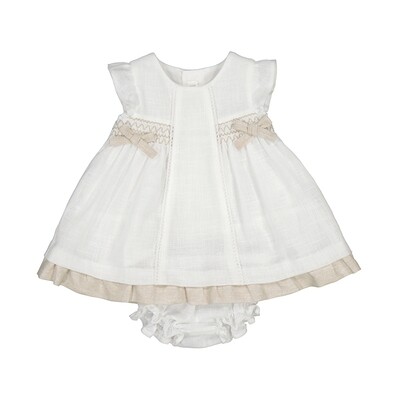 Mayoral Baby Girls Natural Dress w/Smock 1828
