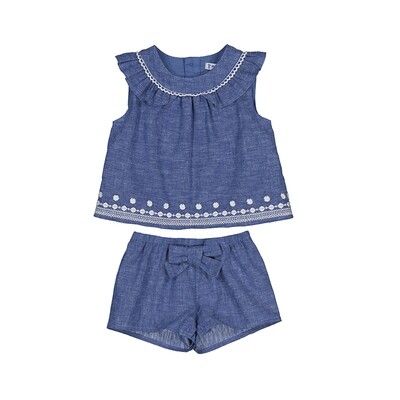 Mayoral Baby Girl Blue Linen Short Set 1298