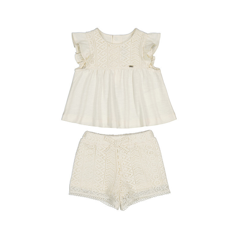Mayoral Baby Girls Chickpea Guipure Short Set 1235