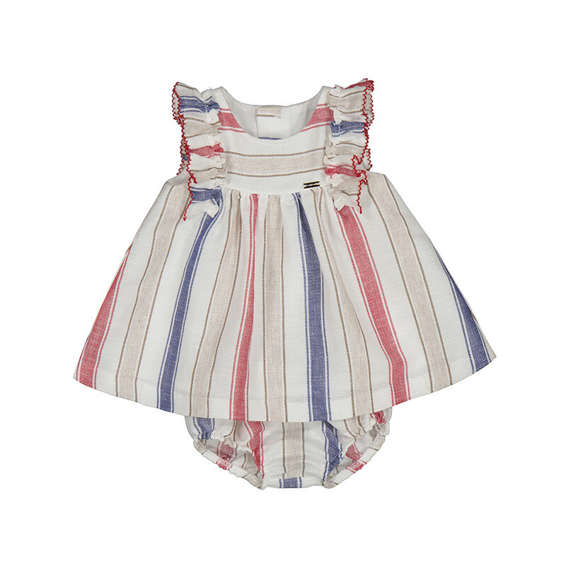 Mayoral Baby Girls Mars Stripes Linen Dress 1829