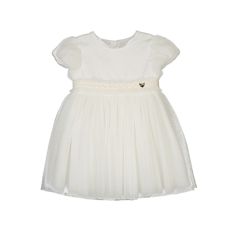 Mayoral Baby Girl Natural Pleated Tulle Dress 1904