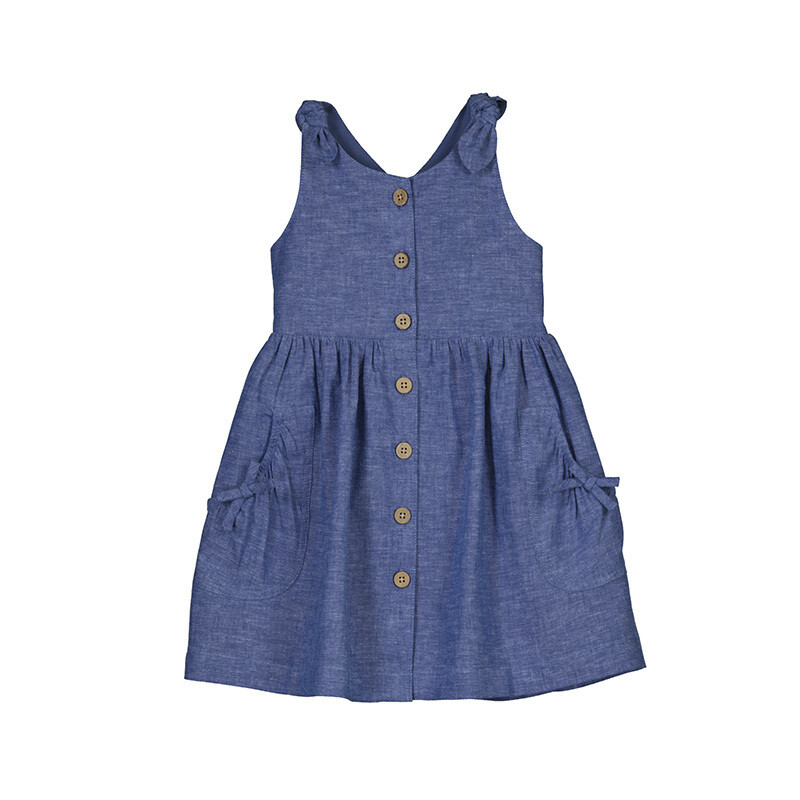 Mayoral Girls Blue Linen Dress 3928