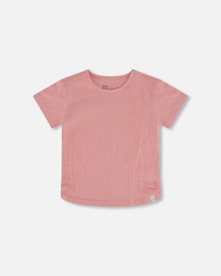 Deux Par Deux Girls Silver Pink Crinkle Top G70