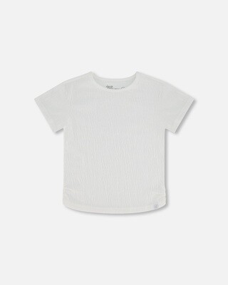 Deux Par Deux Girls Off White Crinkle Top G70