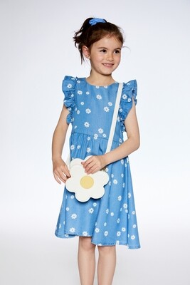 Deux Par Deux Girls Floral Chambray Dress G91