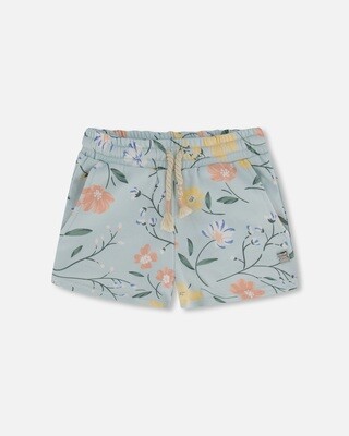 Deux Par Deux Girls Blue Flowers Shorts H25