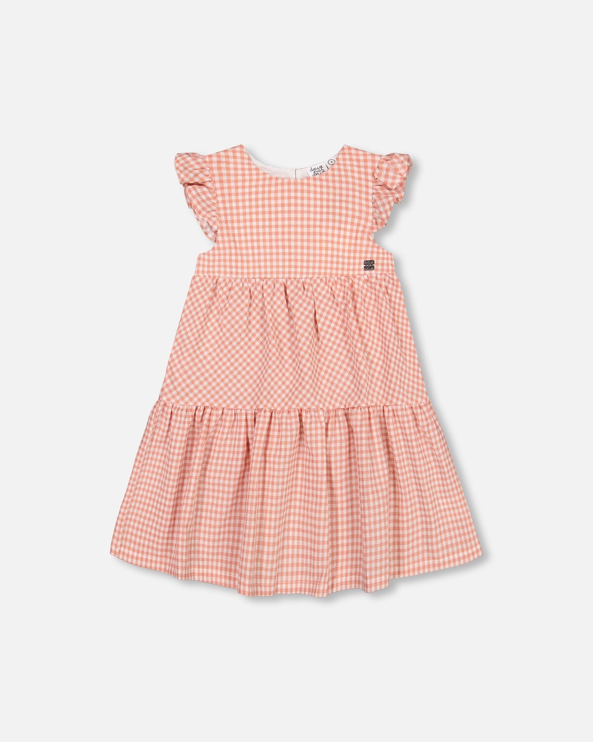 Deux Par Deux Girls Vichy Pink Peasant Dress H90