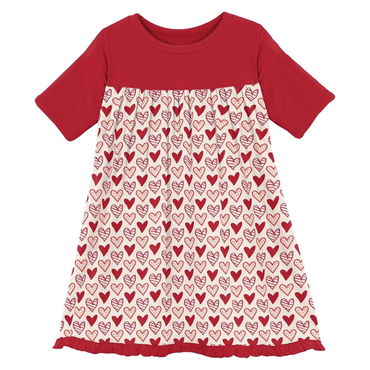 Kickee Girl Natural Heart Doodles S/S Swing Dress*