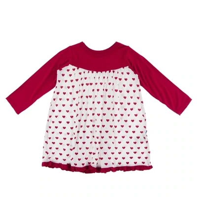 Kickee Girls Natural Hearts L/S Swing Dress*