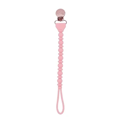Itzy Ritzy Sweetie Strap Silicone One-Piece Pacifier Clip Pink Beaded*