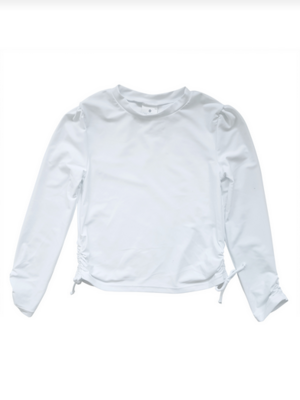 Snapper Rock Girls White Rouched Rash Top 073