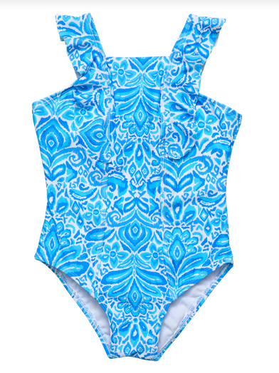Snapper Rock Girls Santorini Blue Swimsuit 252