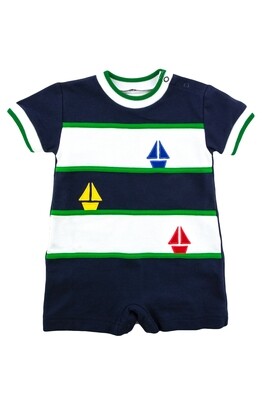 Eiseman Baby Boy Knit Shortall w/Sailboats 194