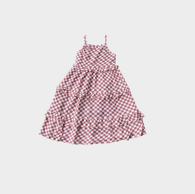 Babysprouts Strawberry Check Girls Maxi Dress 