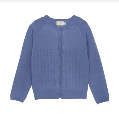 Creamie Girls Colony Blue Pointelle Cardigan 634