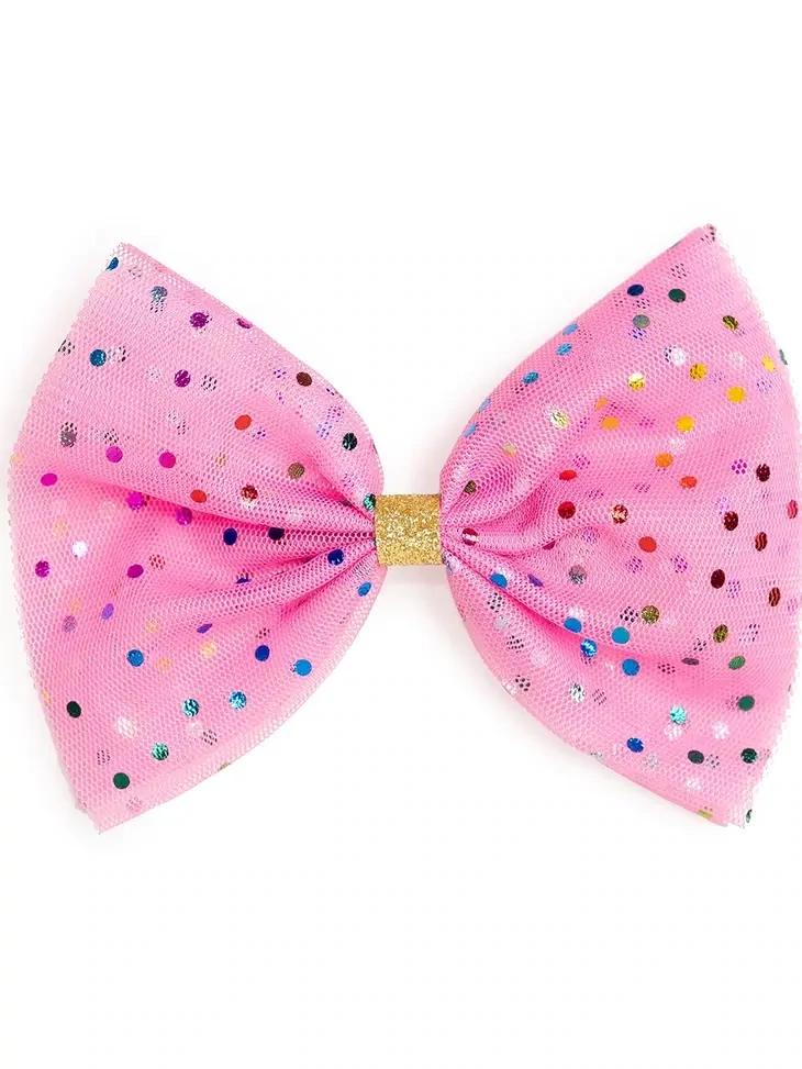 Sweet Wink Raspberry Confetti Tulle Bow Clip