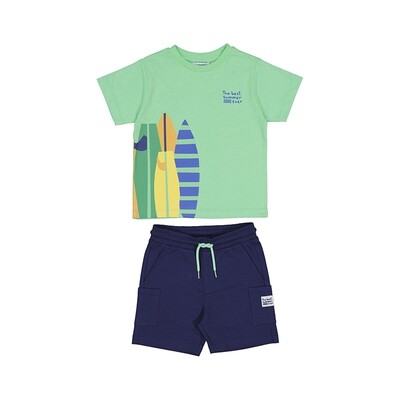 Mayoral Boys Mint Knit Shirt/Short Set 3603