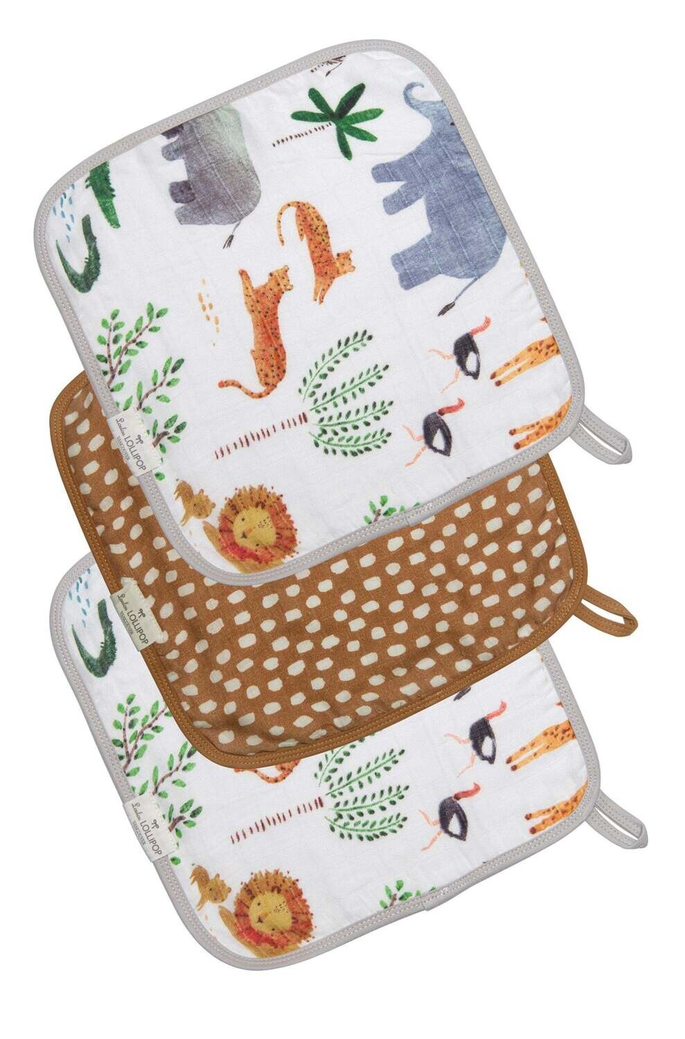 Loulou Lollipop Washcloth 3-pieces Set - Safari Jungle 122