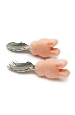 Loulou Lollipop Born to be Wild Learning Spoon/Fork Set - Bunny 612
