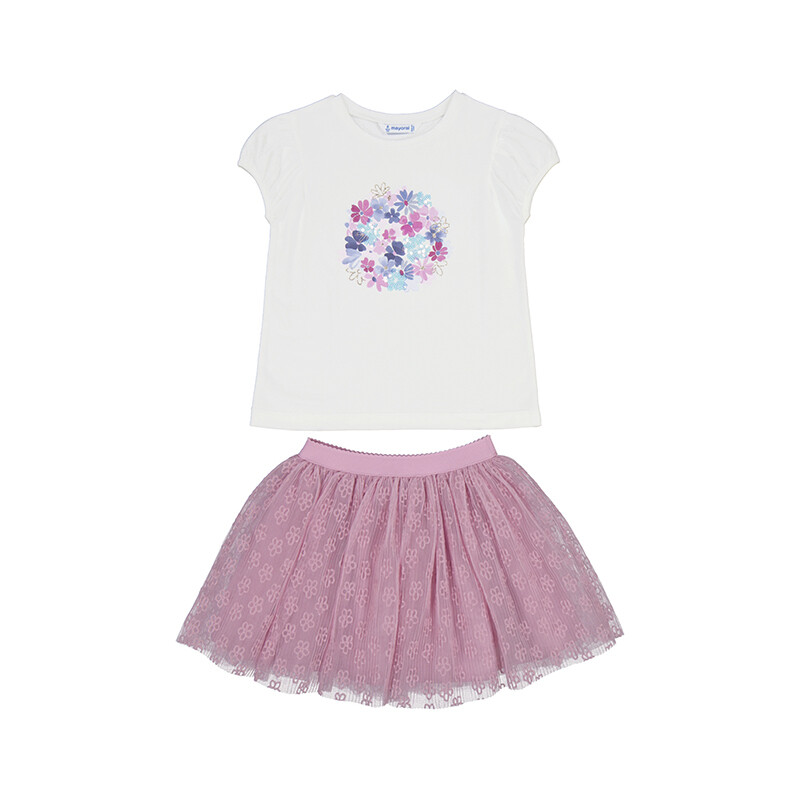 Mayoral Girls Mauve Tulle Skirt Set 3953