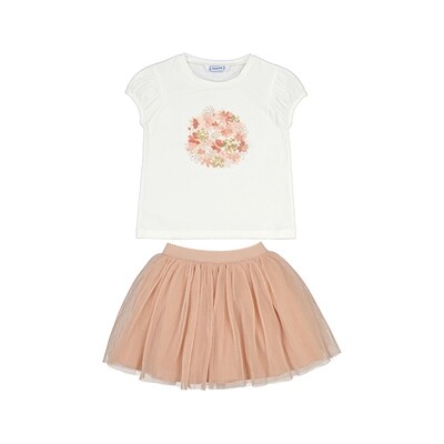 Mayoral Girls Nude Tulle Skirt Set 3953
