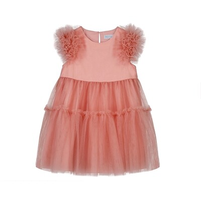 Abel &amp; Lula Girls Salmon Tulle Dress 5047