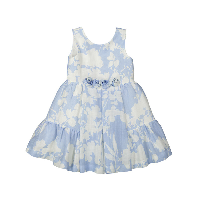 Abel &amp; Lula Girls Sky Blue Linen Dress 5026