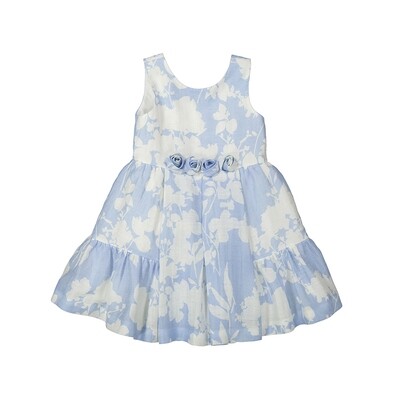 Abel &amp; Lula Girls Sky Blue Linen Dress 5026