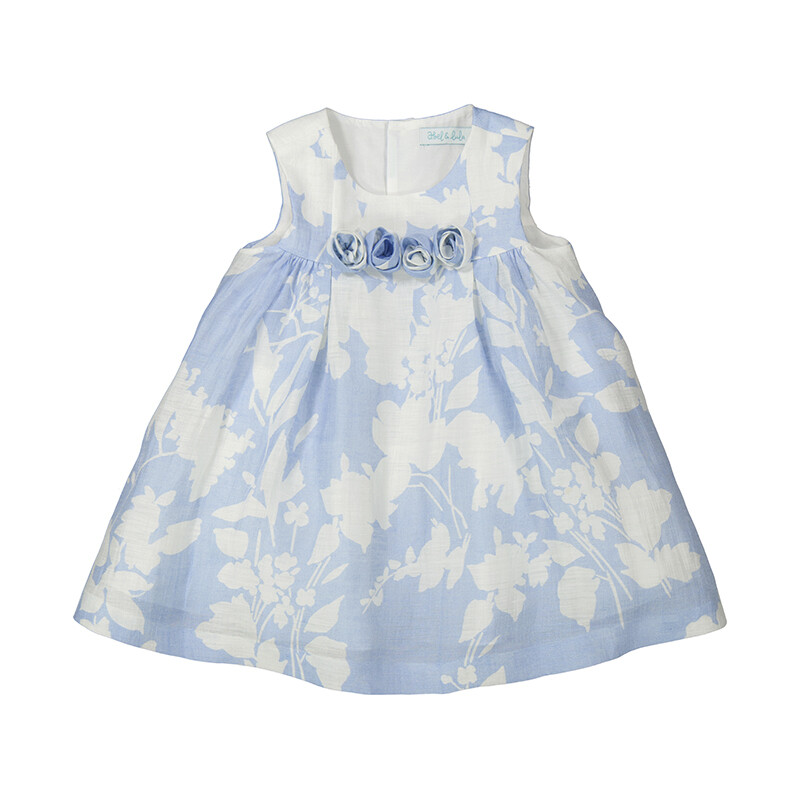Abel &amp; Lula Baby Girls Sky Blue Linen Dress 5001