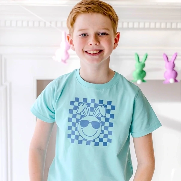 Sweet Wink Easter Bunny Smiley SS Aqua