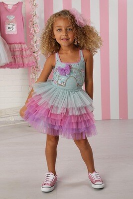 Ooh La La Girls Rainbow Sky Candy Pink Dress 404