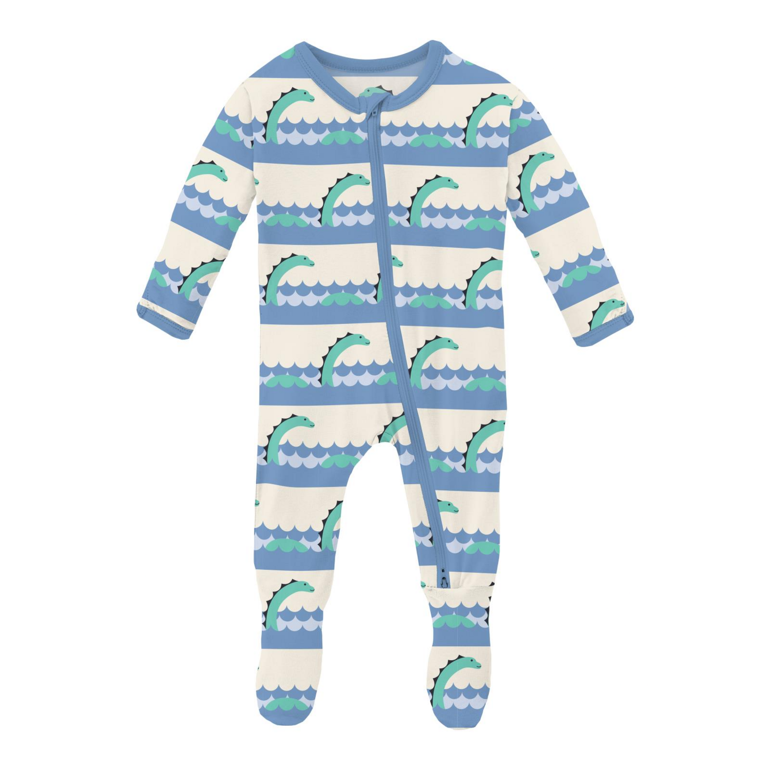Kickee Natural Sea Monster 2/way Zip Footie