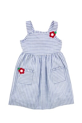 Eiseman Girls Linen Look Dress w/Flowers 424