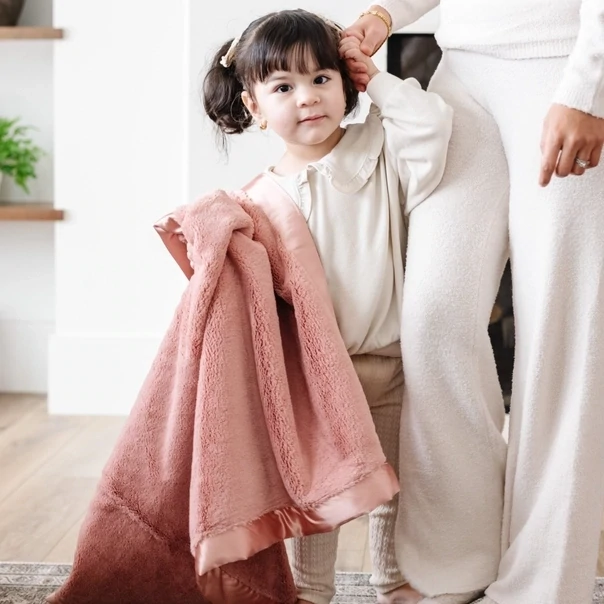Saranoni Satin Border Receiving Blanket - Dusty Peach