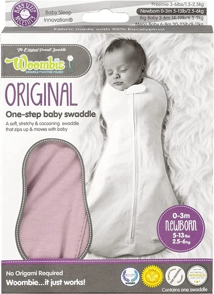 Woombie Tencel (Eucalyptus) Baby Swaddling Wrap  Dahlia Pink