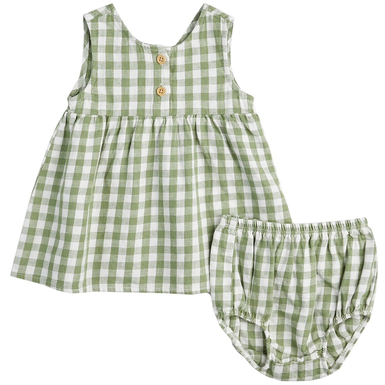Petit Lem Baby 2pc Dress Top Short Woven-Green 03B