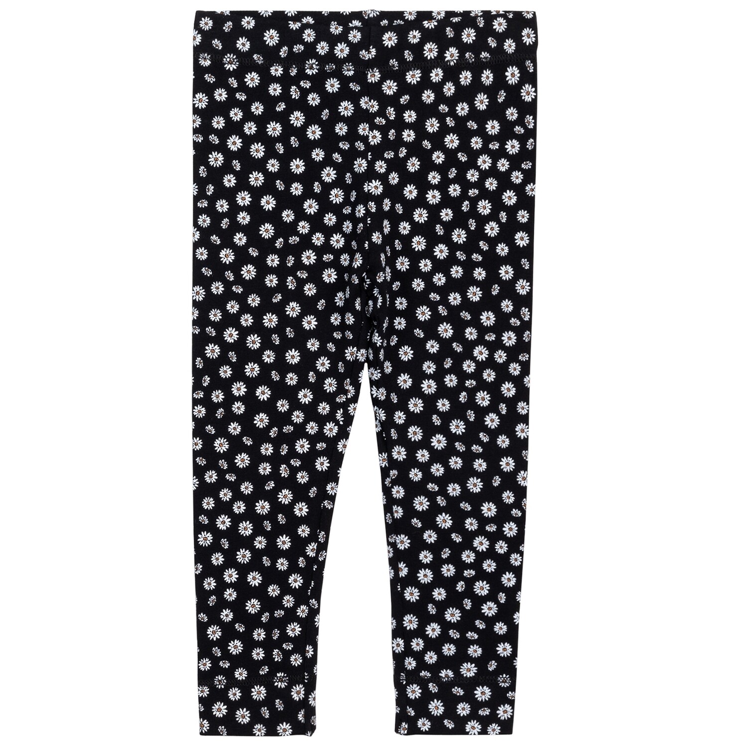 Petit Lem Girl Legging Knit-Black w/Flowers 04K