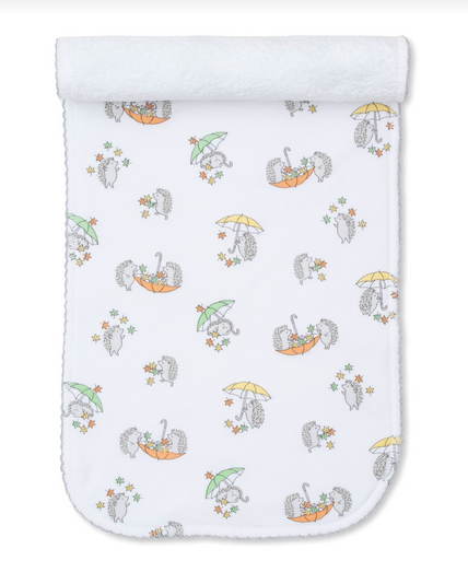 Kissy Hedgehogs Fall Showers Print Burp Cloth 679O