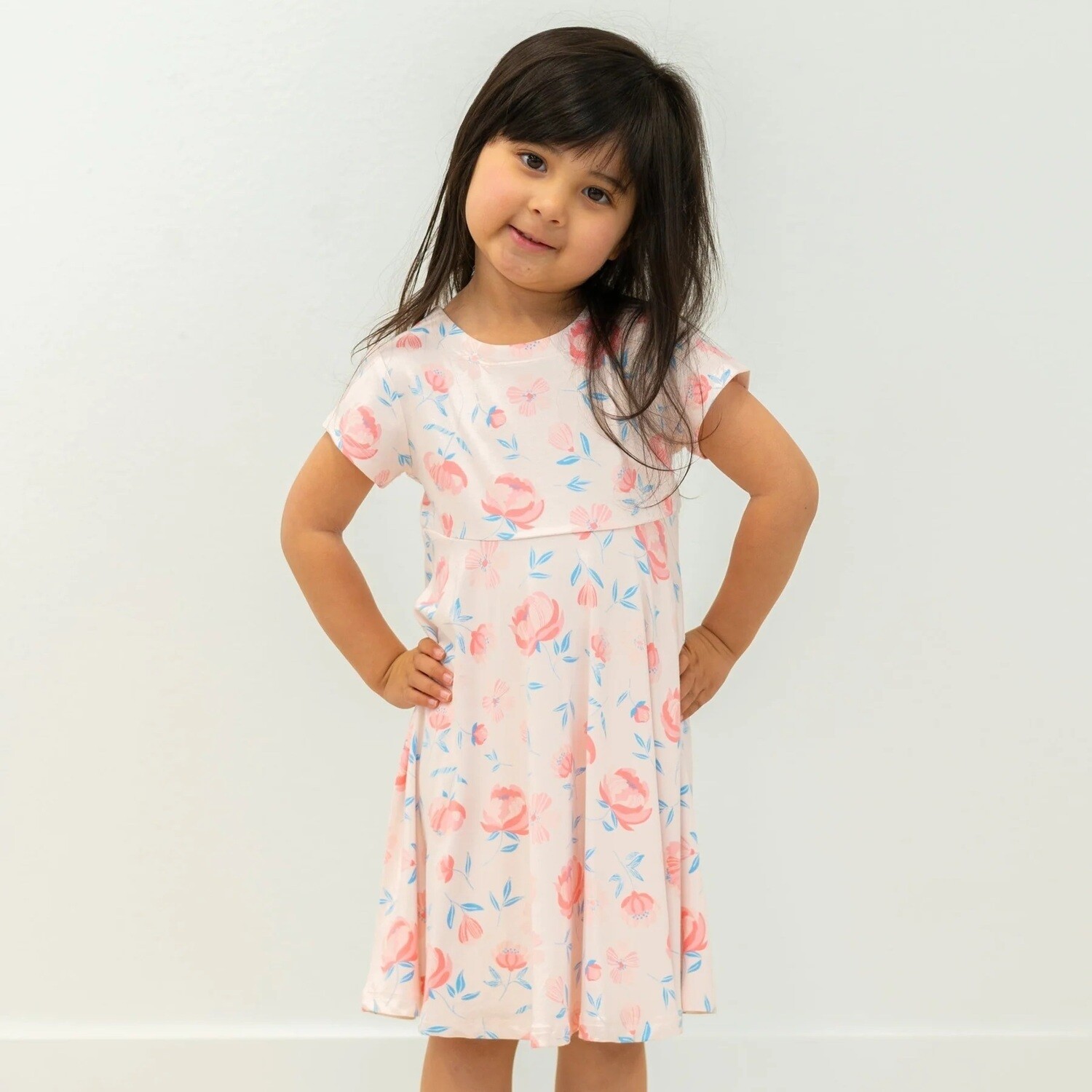 Sweet Bamboo Girls Swirly Dress - Peony Pink