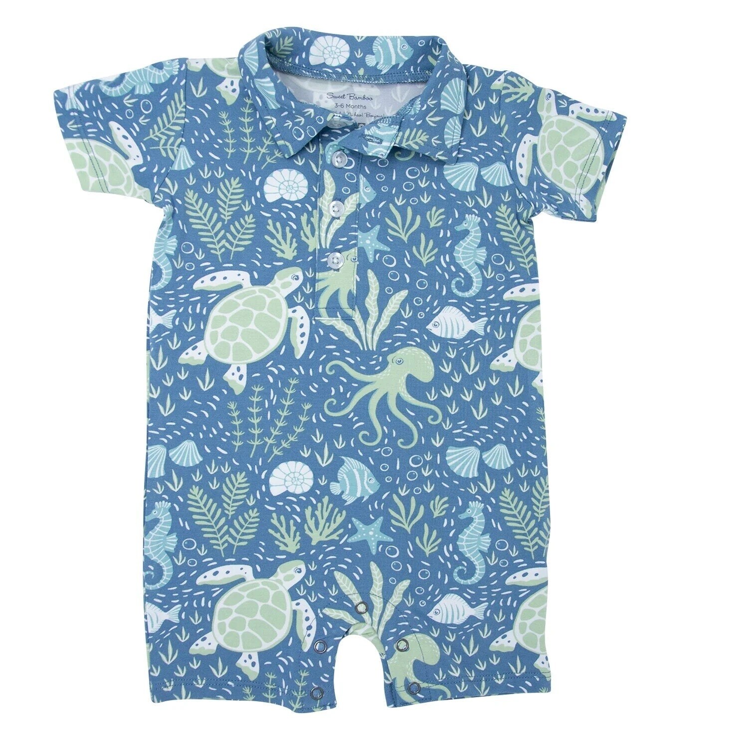 Sweet Bamboo Baby Boy Polo Romper - Under The Sea