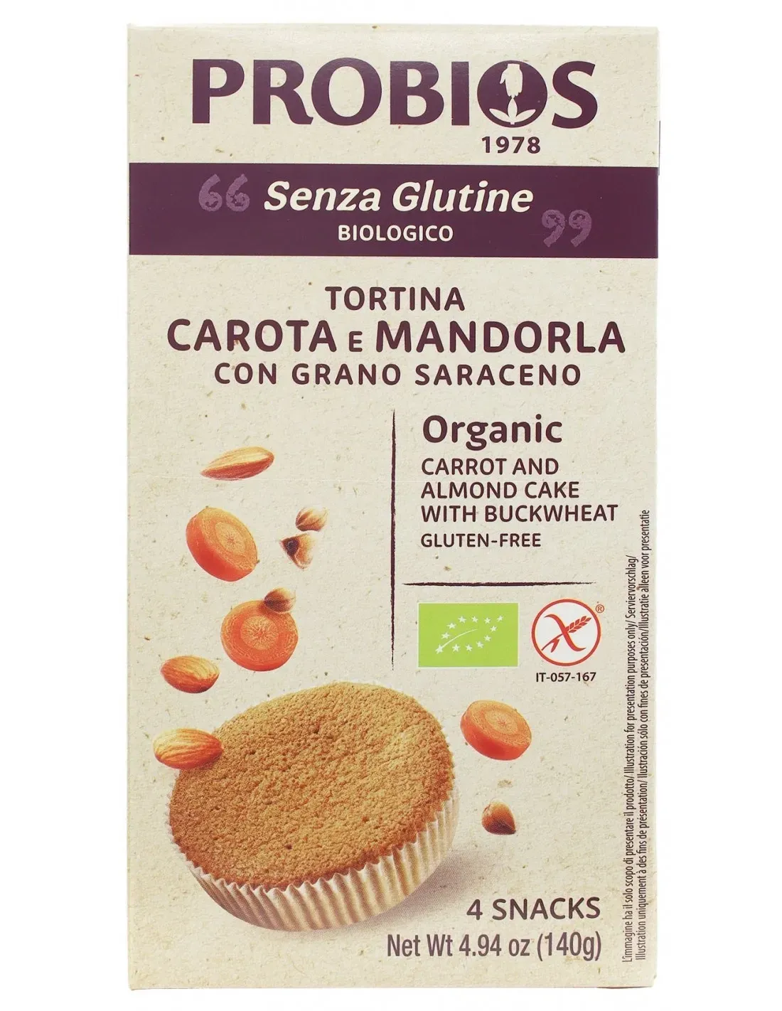 Tortina Carota e Mandorle con Grano Saraceno - Probios