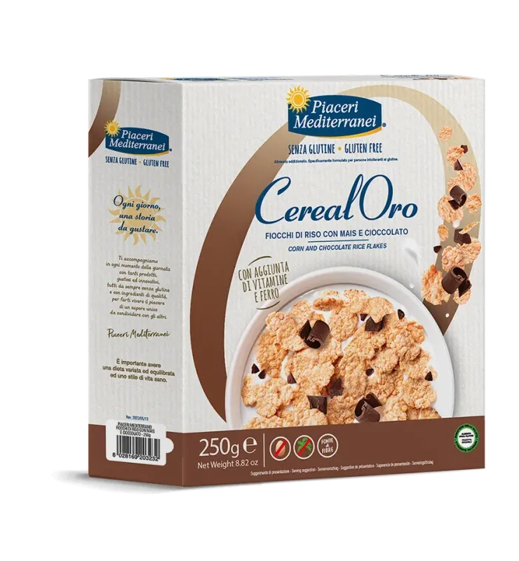 Fiocchi di Riso con Mais e Cioccolato -Cerealoro - Piaceri Mediterranei Fiocchi di Riso con Mais e Cioccolato -Cerealoro - Piaceri Mediterranei