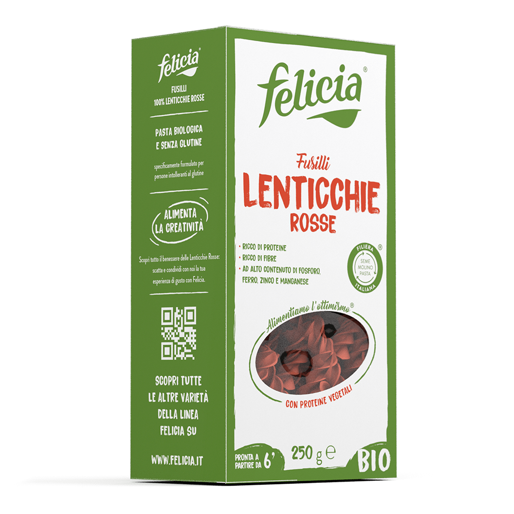 Fusilli 100% Lenticchie Rosse Felicia Fusilli 100% Lenticchie Rosse Felicia