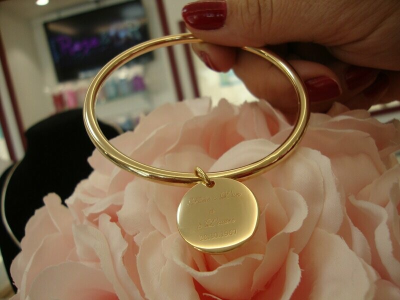 BRACELET JONC PLAQUE OR