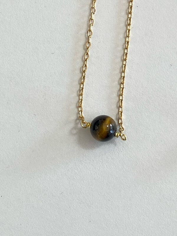 Collier des secrets & l’oeil de tigre plaque or