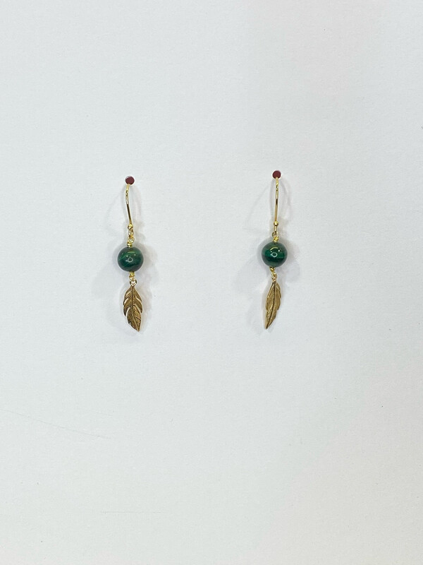 Boucles d’oreilles Harmonie  céleste plaqué or & malachite