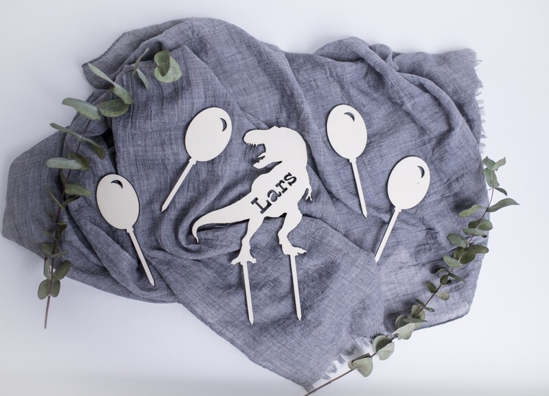 Caketopper &quot;Dino &amp; Ballons&quot;mit Wunschname, personalisiert