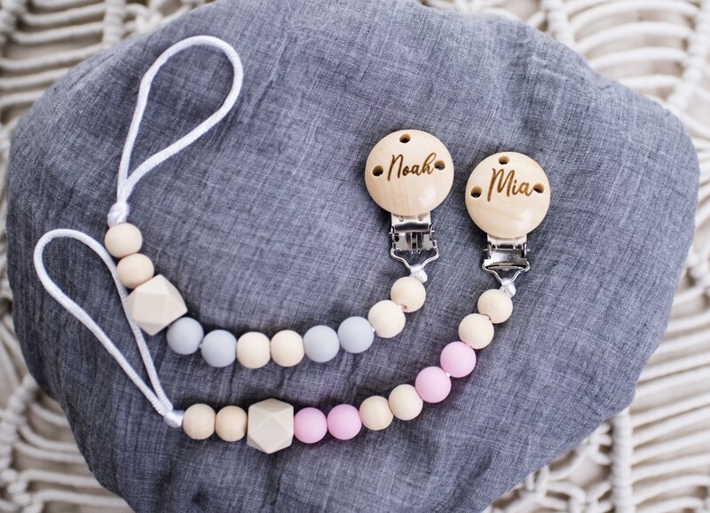 Schnullerkette mit Namen - personalisiert