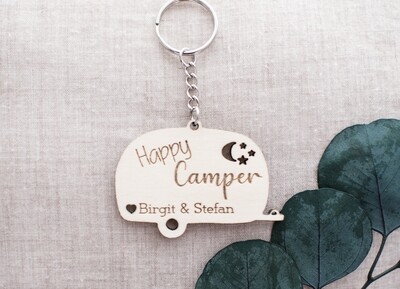 Schlüsselanhänger "Happy Camper" Personalisiert